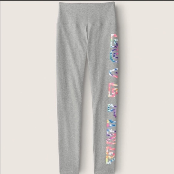 ❤️VS-PINK - Grey High-Waist Cotton Leggings - Picture 2 of 10